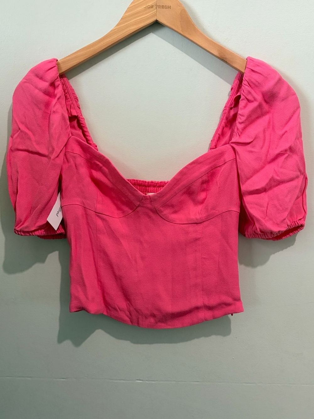 NWT Wilfred Aritzia Novella Top Candy Drop Pink Puff Sleeve Bustier 2XS